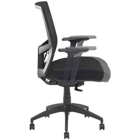 MAYAH Irodai szék, karfás, fekete szövetborítás, feszített hálós háttámla, fekete lábkereszt, MAYAH "Radar III", fekete