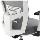 MAYAH Irodai szék, karfás, hamuszürke szövet, feszített hálós háttámla, fehér váz, alumínium lábkereszt, MAYAH "Radar III"