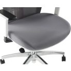 MAYAH Irodai szék, karfás, hamuszürke szövet, feszített hálós háttámla, fehér váz, alumínium lábkereszt, MAYAH "Radar III"