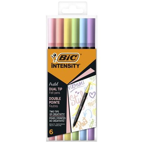 BIC Ecsetirón készlet, kétvégű, BIC "Intensity", 6 különböző pasztell szín