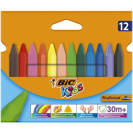 BIC Zsírkréta, BIC KIDS "PlastiDecor Triangle", 12 különböző szín