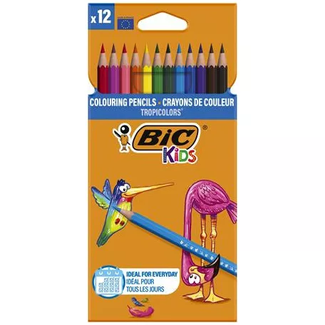 BIC Színes ceruza készlet, BIC KIDS "Tropicolors", 12 különböző szín