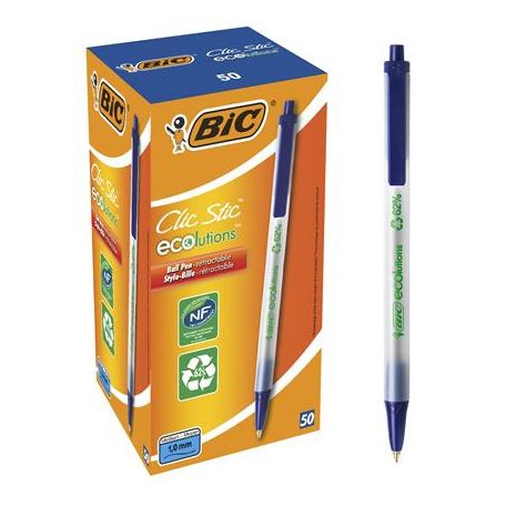 BIC Golyóstoll, 0,32 mm, nyomógombos, BIC "Clic Stic ecolutions", kék