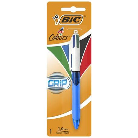 BIC Golyóstoll, 0,32 mm, nyomógombos, négyszínű, BIC "4 Colours Grip Original"