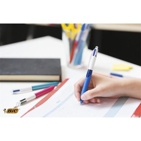 BIC Golyóstoll, 0,32 mm, nyomógombos, négyszínű, BIC "4 Colours Grip Original"