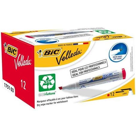 BIC Flipchart- és táblamarker, 1,1-5,6 mm, vágott, BIC "Velleda ecolutions", piros