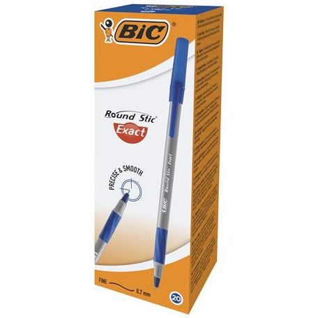 BIC Golyóstoll, 0,28 mm, kupakos, BIC "Round Stic Exact", kék