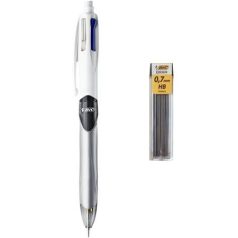   BIC Golyóstoll, háromszínű, nyomósirónnal egyben, BIC "4 Colours" + grafitbél