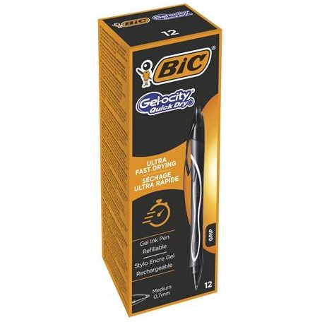 BIC Zseléstoll, 0,3 mm, nyomógombos, BIC "Gel-ocity Quick Dry", fekete
