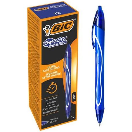 BIC Zseléstoll, 0,3 mm, nyomógombos, BIC "Gel-ocity Quick Dry", kék