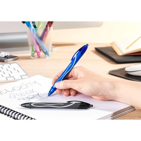 BIC Zseléstoll, 0,3 mm, nyomógombos, BIC "Gel-ocity Quick Dry", kék