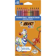   BIC Színes ceruza készlet, BIC KIDS "Evolution Stripes", 12 különböző szín