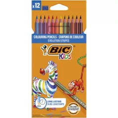   BIC Színes ceruza készlet, BIC KIDS "Evolution Stripes", 12 különböző szín
