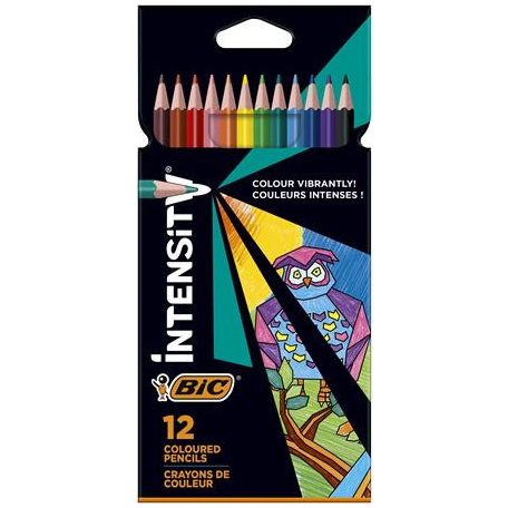 BIC Színes ceruza készlet, háromszögletű, BIC "Intensity Up", 12 különböző szín