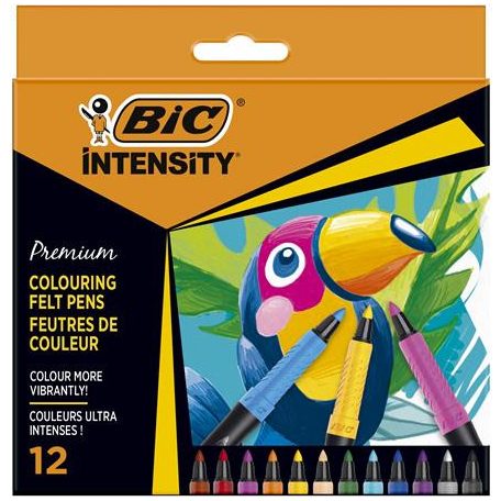 BIC Tűfilc készlet, 0,4 mm, BIC "Intensity", 12 különböző szín