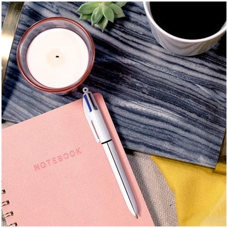 BIC Golyóstoll, 0,32 mm, nyomógombos, négyszínű, BIC "4 Colours Shine"