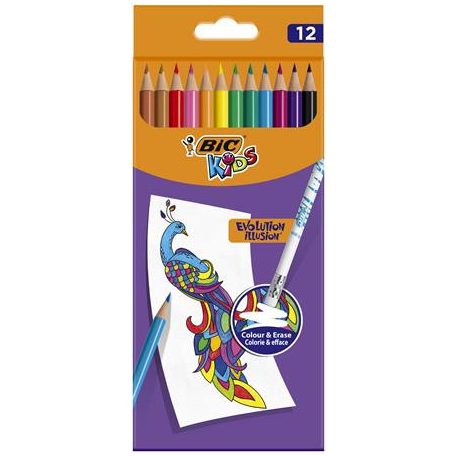 BIC Színes ceruza készlet, BIC "Evolution Illusion", 12 különböző szín