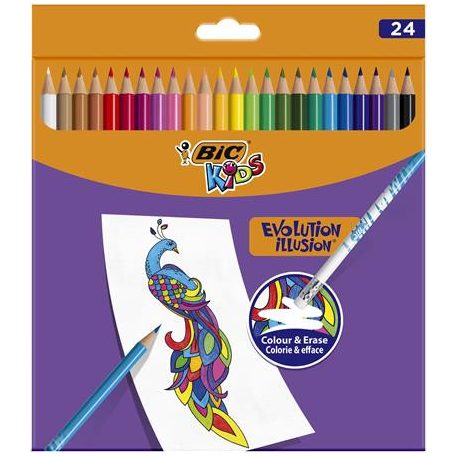 BIC Színes ceruza készlet, BIC "Evolution Illusion", 24 különböző szín