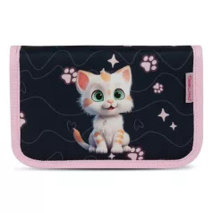   BELMIL Tolltartó, klapnis, cipzáras, BELMIL "Cute Kitten", fekete-rózsaszín, cica