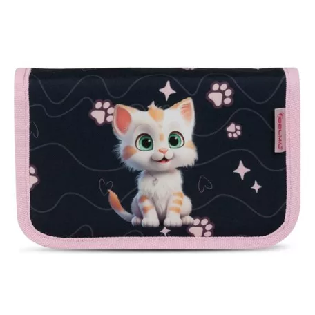 BELMIL Tolltartó, klapnis, cipzáras, BELMIL "Cute Kitten", fekete-rózsaszín, cica