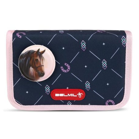 BELMIL Tolltartó, klapnis, cipzáras, BELMIL "Midnight Gallop", kék, lovak