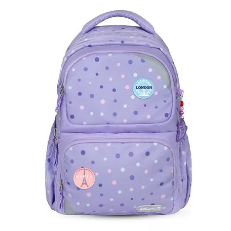 BELMIL Iskolatáska, cipzáras, BELMIL "Maxi Pack Purple Dots", lila pöttyös