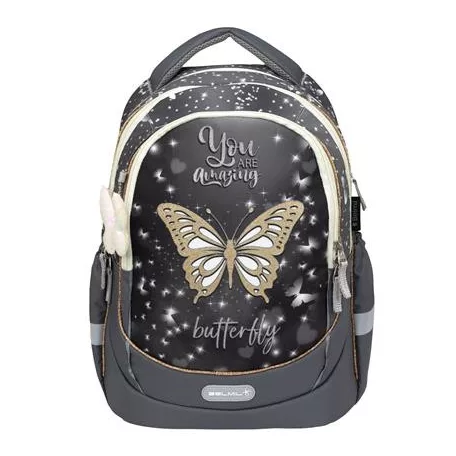 BELMIL Iskolatáska, cipzáras, BELMIL "Leisure Plus Starlight Butterfly", csillagfény pillangó