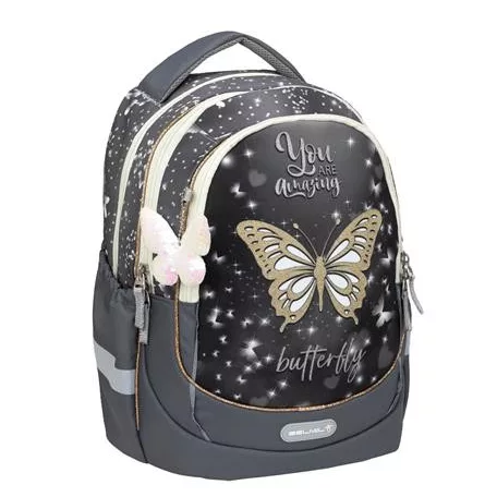 BELMIL Iskolatáska, cipzáras, BELMIL "Leisure Plus Starlight Butterfly", csillagfény pillangó