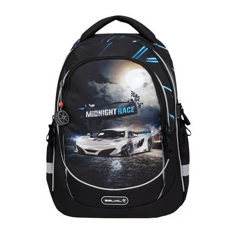 BELMIL Iskolatáska, cipzáras, BELMIL "Leisure Plus Midnight Turbo", versenyautó