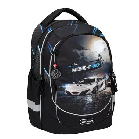 BELMIL Iskolatáska, cipzáras, BELMIL "Leisure Plus Midnight Turbo", versenyautó