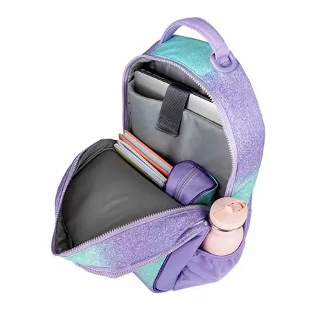 BELMIL Iskolatáska, cipzáras, laptoptartóval, BELMIL "Companion Serenity", lila, pillangó