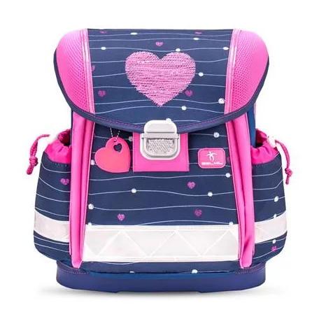 BELMIL Iskolatáska, fémcsat, BELMIL "Classy Simple Hearts", rózsaszín szív