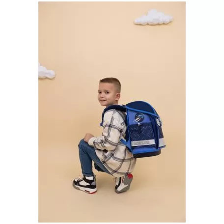 BELMIL Iskolatáska, fémcsat, BELMIL "Classy Navy Blue Tech", robot