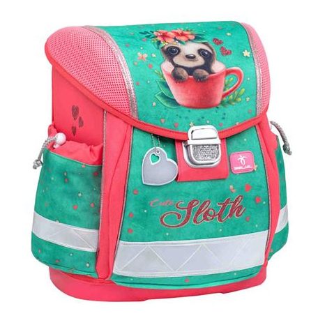 BELMIL Iskolatáska, fémcsat, BELMIL "Classy Cute sloth", zöld-rózsaszín, lajhár