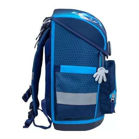 BELMIL Iskolatáska, mágneszárral, BELMIL "Compact Racing Blue Neon", versenyautó