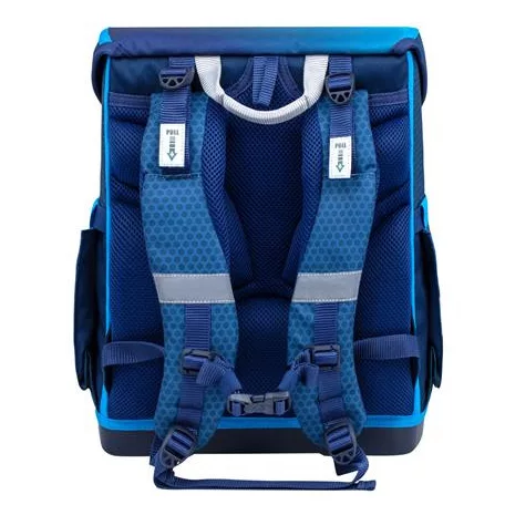 BELMIL Iskolatáska, mágneszárral, BELMIL "Compact Racing Blue Neon", versenyautó