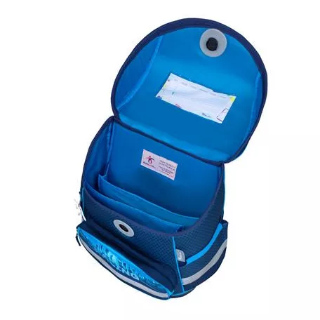 BELMIL Iskolatáska, mágneszárral, BELMIL "Compact Racing Blue Neon", versenyautó