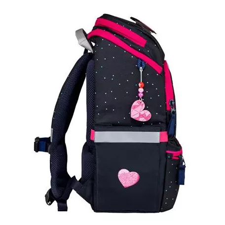 BELMIL Iskolatáska, cipzáras, BELMIL "Zippy Pinky", pink szív