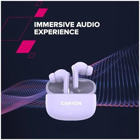 CANYON Fülhallgató, TWS vezeték nélküli, Bluetooth 5.4, CANYON "OnGo 9", levendula