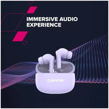 CANYON Fülhallgató, TWS vezeték nélküli, Bluetooth 5.4, CANYON "OnGo 9", levendula