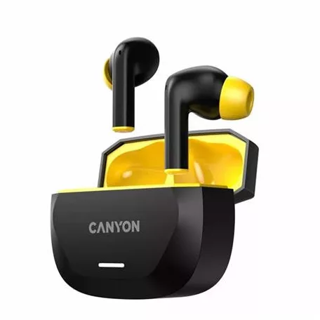 CANYON Fülhallgató, TWS vezeték nélküli, Bluetooth 5.4, CANYON "Hexagon 7", fekete-sárga