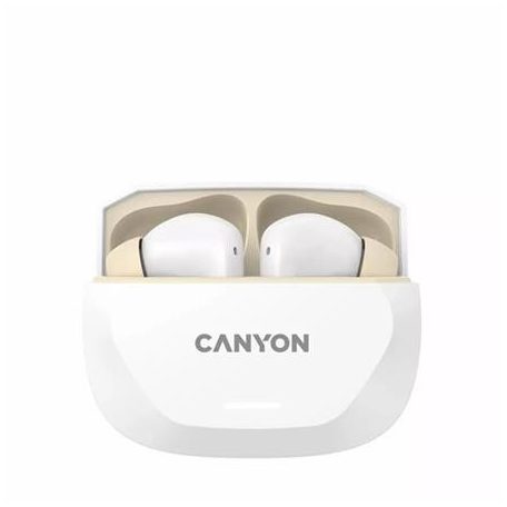 CANYON Fülhallgató, TWS vezeték nélküli, Bluetooth 5.4, CANYON "Hexagon 7", fehér-bézs