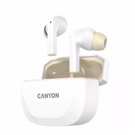 CANYON Fülhallgató, TWS vezeték nélküli, Bluetooth 5.4, CANYON "Hexagon 7", fehér-bézs