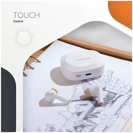 CANYON Fülhallgató, TWS vezeték nélküli, Bluetooth 5.4, CANYON "Hexagon 7", fehér-bézs