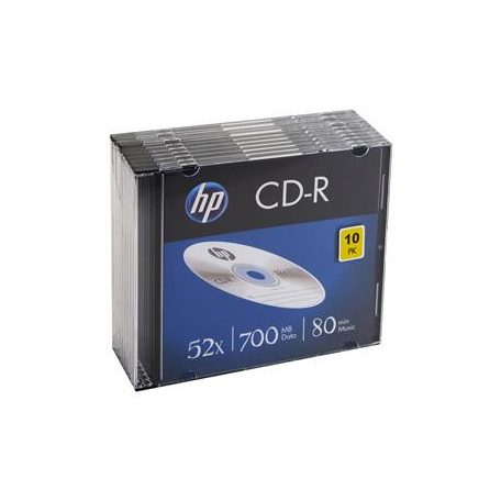 HP CD-R lemez, 700MB, 52x, 10 db, vékony tok, HP