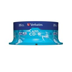   VERBATIM CD-R lemez, Crystal bevonat, AZO, 700MB, 52x, 25 db, hengeren VERBATIM "DataLife Plus"