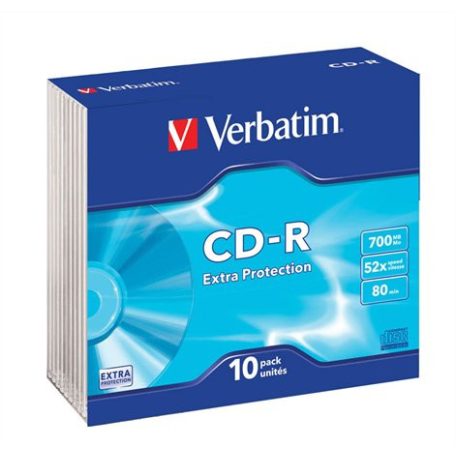 VERBATIM CD-R lemez, 700MB, 52x, 10 db, vékony tok, VERBATIM "DataLife"