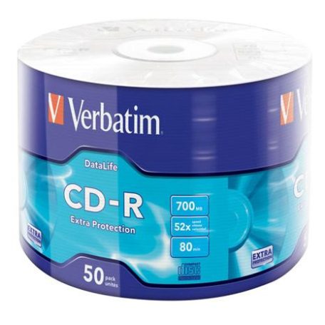 VERBATIM CD-R lemez, 700MB, 52x, 50 db, zsugor csomagolás, VERBATIM "DataLife"