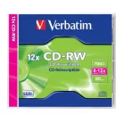 VERBATIM CD-RW lemez, újraírható, SERL, 700MB, 8-12x, 1 db, normál tok, VERBATIM