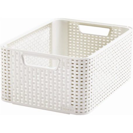 CURVER Rattan hatású kosár, 18l, törtfehér, CURVER "Style M"